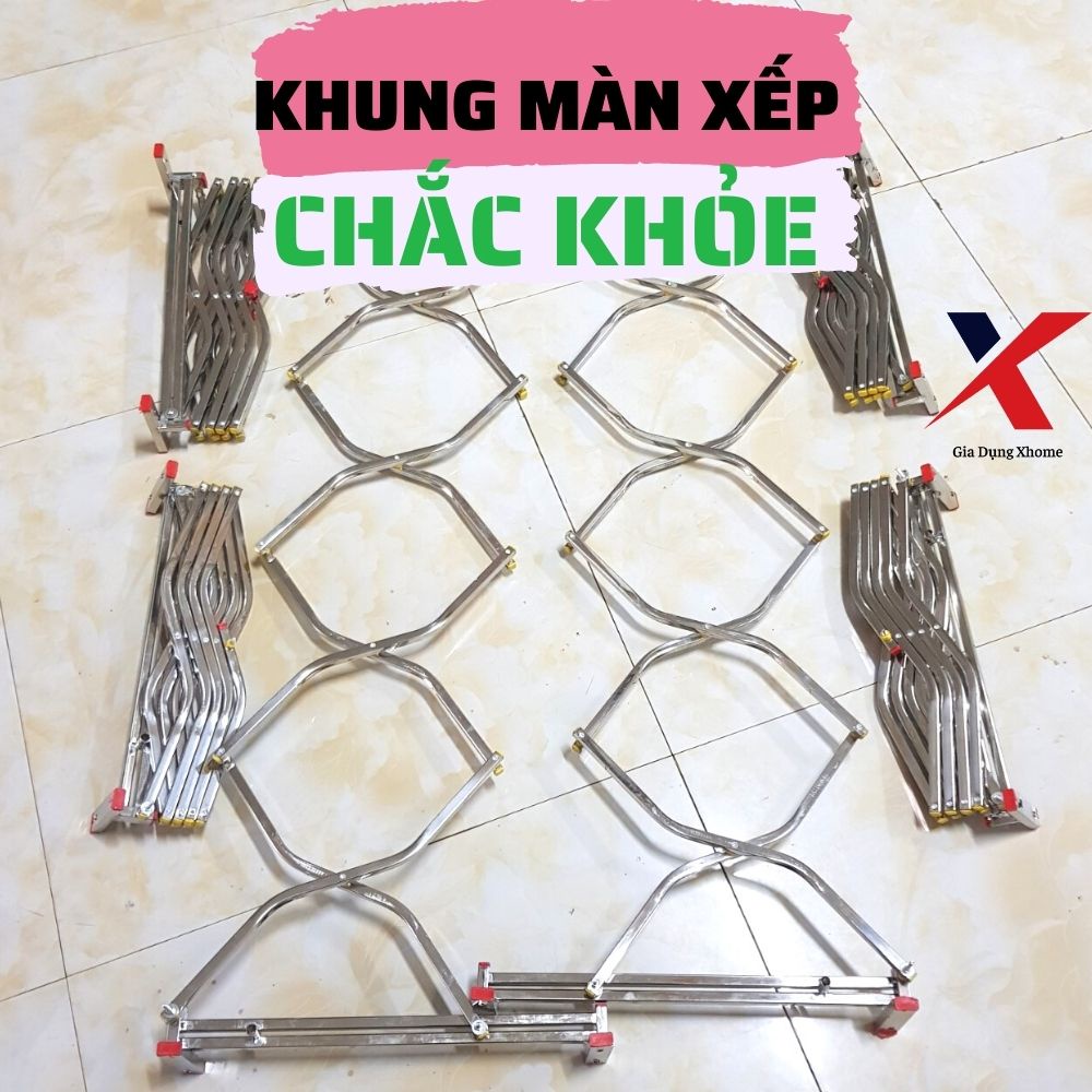 Khung Màn Xếp Gọn Inox Thông Minh Chống Muỗi Cho Bé Và Người Lớn Kích Thước 1,6- 2,2m Chỉ Nguyên Khung