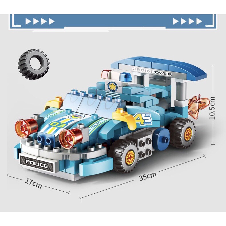Lego duplo biến hình robot ô tô, xe đua, xếp hình, chính hãng feelo, 182 chi tiết BINO 069