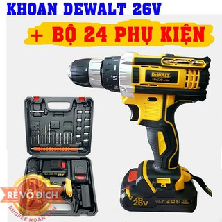 [ HÀNG SIÊU BỀN ] Máy khoan pin DEWALT 26V 3 chức năng tặng kiềm bộ phụ kiện gồm 24 món