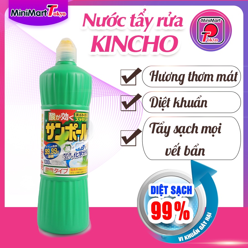 Chất Cọ Tẩy Rửa Toilet Bồn Cầu Siêu Sạch Cực Mạnh Kincho Sunpole 500ml, 1000ml nội địa Nhật Bản