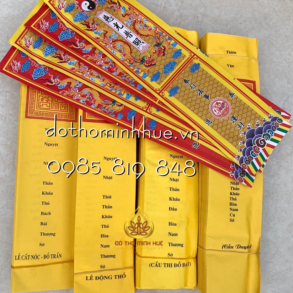 - Mỗi tập 50 tờ một loại sớ + Mỗi tập vỏ 50 bao một màu vỏ