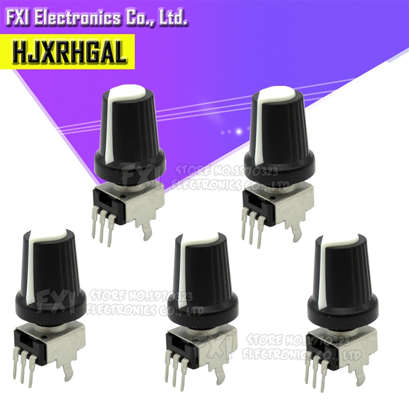 Set 5 Chiết Áp RV09 1K ~ 500K Ohm 3pin Kèm 5 Nút Vặn Tiện Dụng