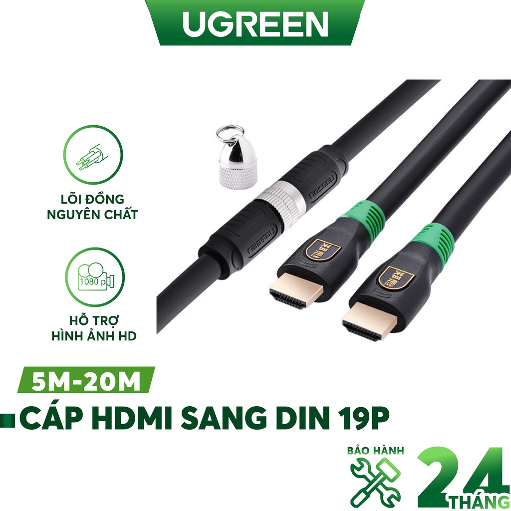 [Mã 2404EL10K giảm 10K đơn 20K] Cáp HDMI sang DIN 19P cho công trình - UGREEN HD125