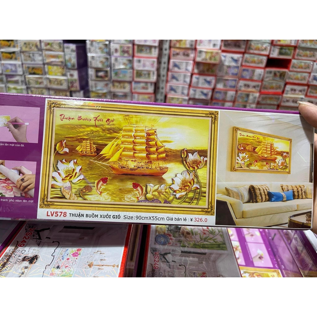 Tranh đính đá Thuận buồm xuôi gió LV578, VS229 - tranh chưa đính đá