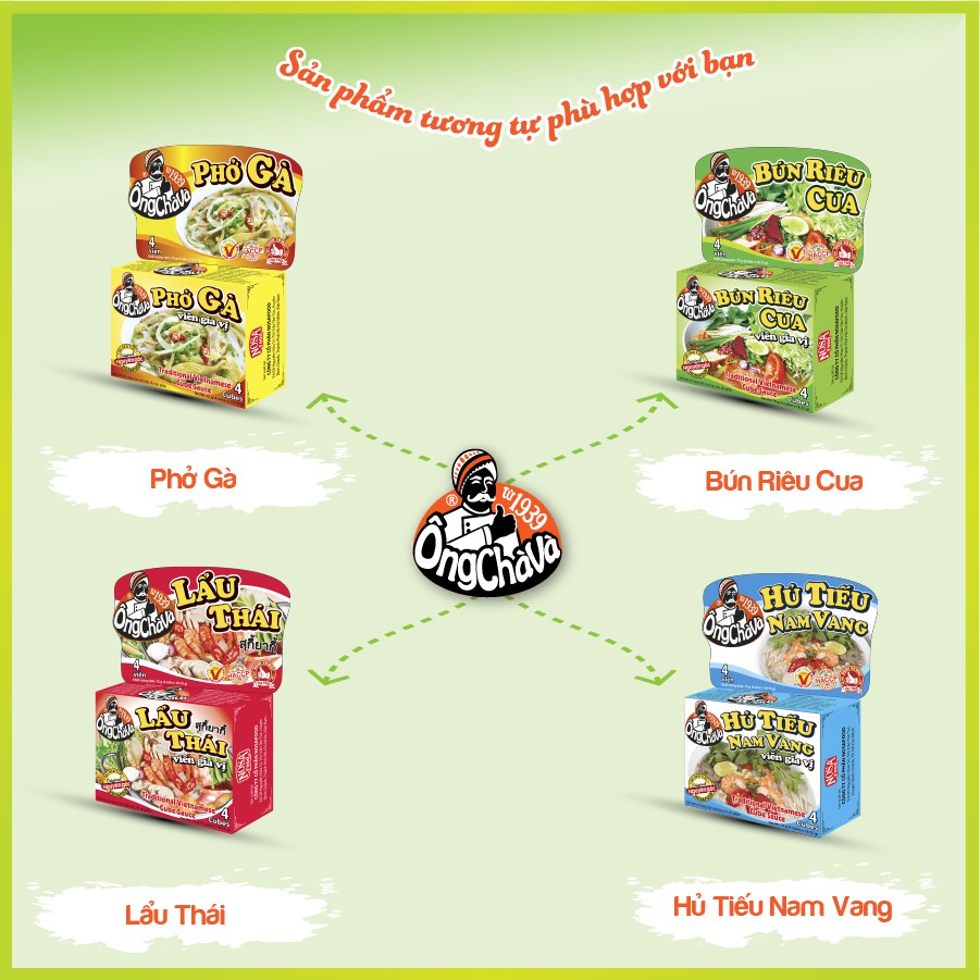 Lốc 12 Hộp Viên Gia Vị Bò Kho 75gram (Pho Chicken Sesoning Cube)