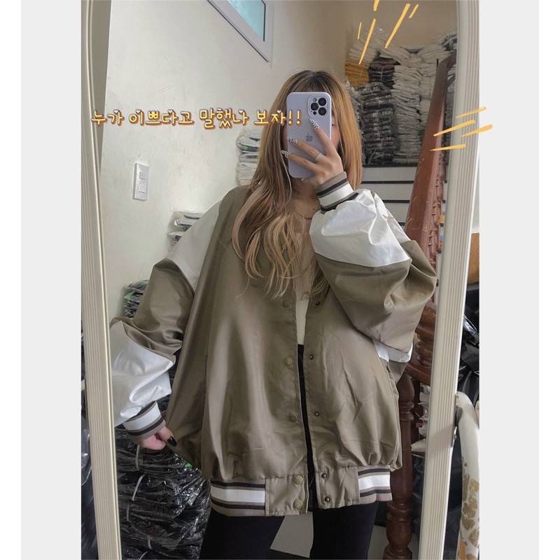 BOMBER UZ HÀN OVERSIZE BƠI TRONG ÁO LUÔN