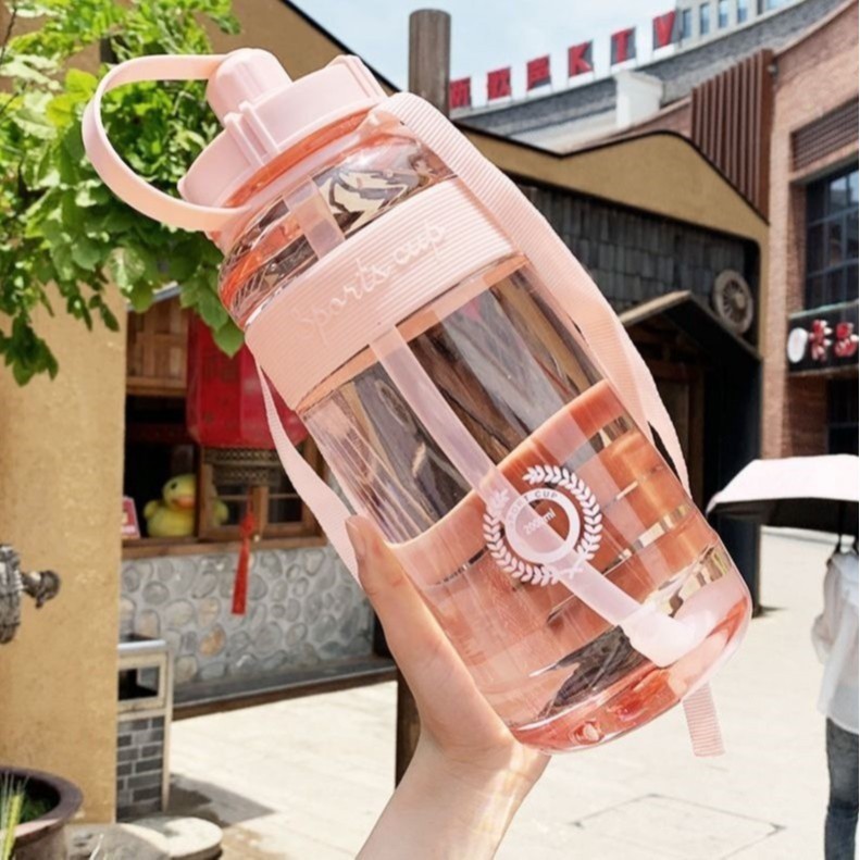 Bình đựng nước, chai đựng nước Sports Cup 600ml SONNATA có ống hút và dây deo tiện lợi mang đi tập GYM