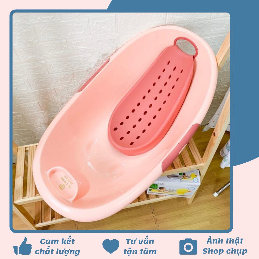 FREE SHIP !!! Chậu tắm Elip Việt Nhật kèm lưới tắm cho bé màu hồng