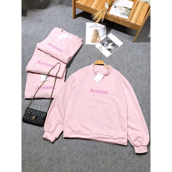 Áo SWEATER Thêu Chữ Ngực Màu Hồng UNISEX