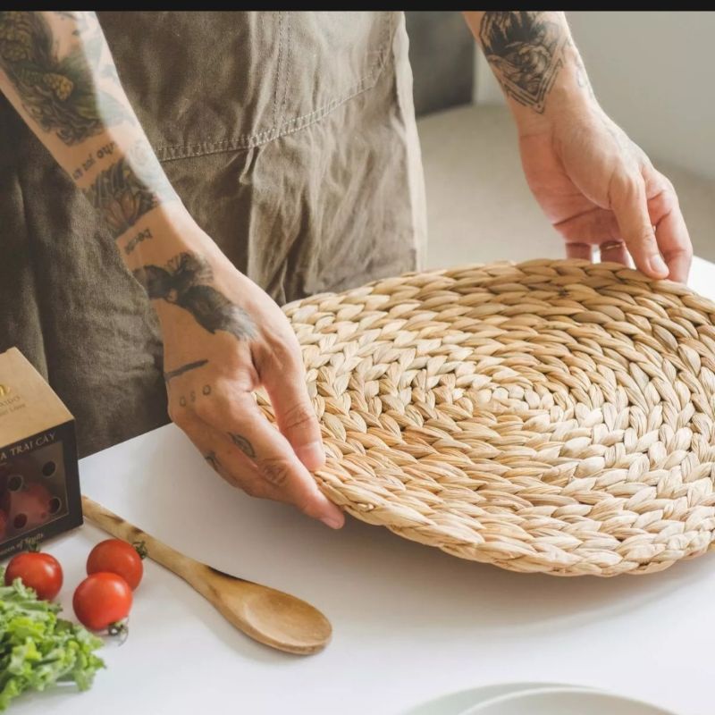 Thảm lục bình size 37cm trang trí, phụ kiện chụp ảnh decor đẹp, cói