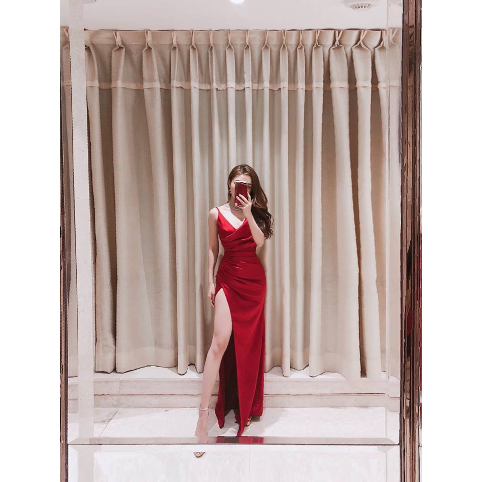 Đầm maxi xẻ tà cổ đắp đi biển, đi tiệc / Đầm maxi hàng thiết kế | BigBuy360 - bigbuy360.vn