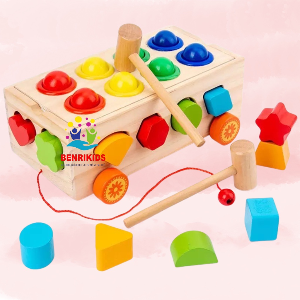 Đồ Chơi Xe Kéo Kết Hợp Đập Bóng Thả Hình Khối Đa Chức Năng - Đồ Chơi Giáo Dục Nhận Biết Siêu Giải Trí Cho Bé