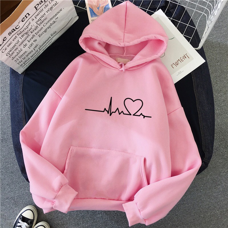 Áo Hoodie From Rộng Unisex Nhiệt Kế Trái Tim Phong Cách, Chất Nỉ Mềm Mại Style Ulzzang  HOT TREND Kèm Cột Tóc TTSPA0044