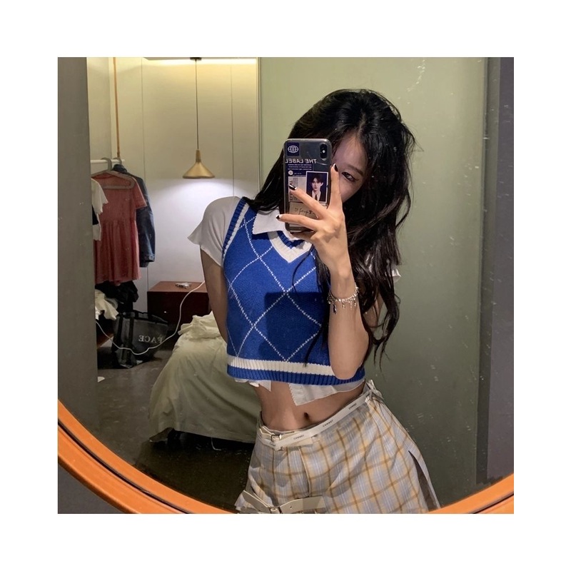 Áo len gile jennie áo croptop phong cách học sinh Hàn Quốc B225