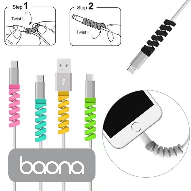 Phụ kiện cuốn bảo vệ chống gãy dây cáp sạc, điện thoại, laptop, macbook - baona.vn