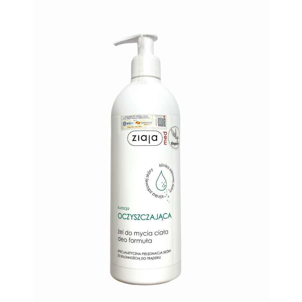 Gel Tắm Ngừa Khuẩn, Nấm Ziaja Med Kuracja Oczyszczajaca Zel Do Mycia Ciala Deo Formula 400ml