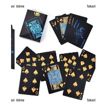 Sale 69% Bộ bài Poker 55 lá bằng nhựa PVC chống nước màu đen & vàng,  Giá gốc 63000đ- 20F24