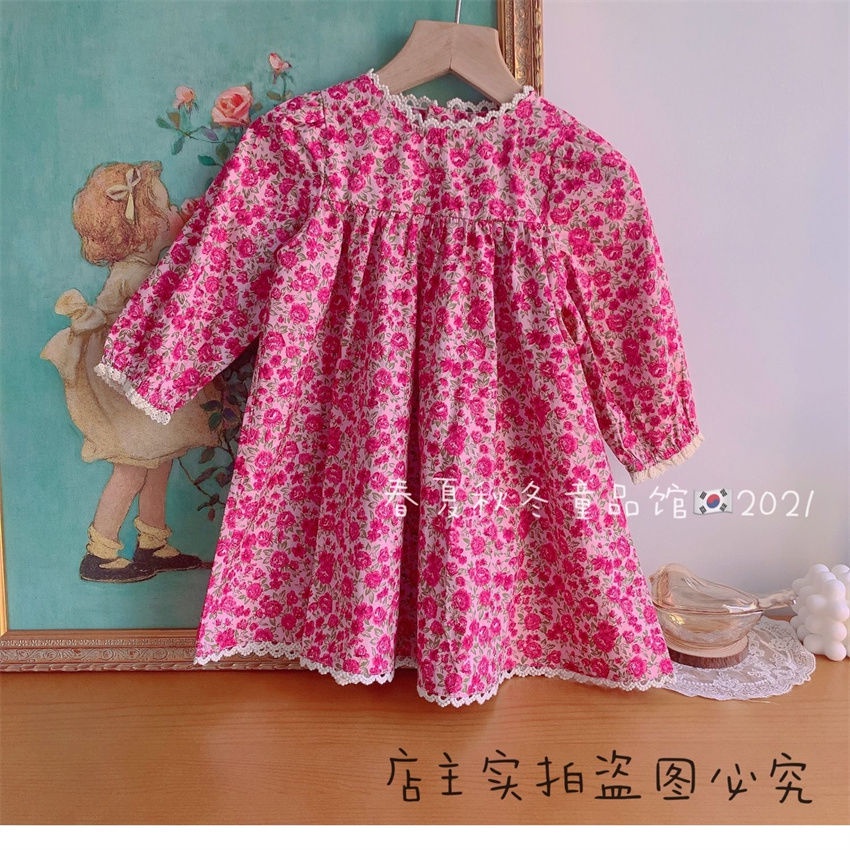 Áo khoác cardigan, đầm cotton họa tiết hoa nhí phong cách hàn quốc sản phẩm độc đáo cho bé gái mùa thu 2021