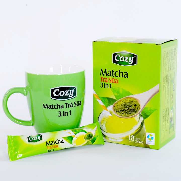 [Freeship] Trà sữa Matcha COZY 3 in 1 - Hộp 306gr (18 gói x 17gr)