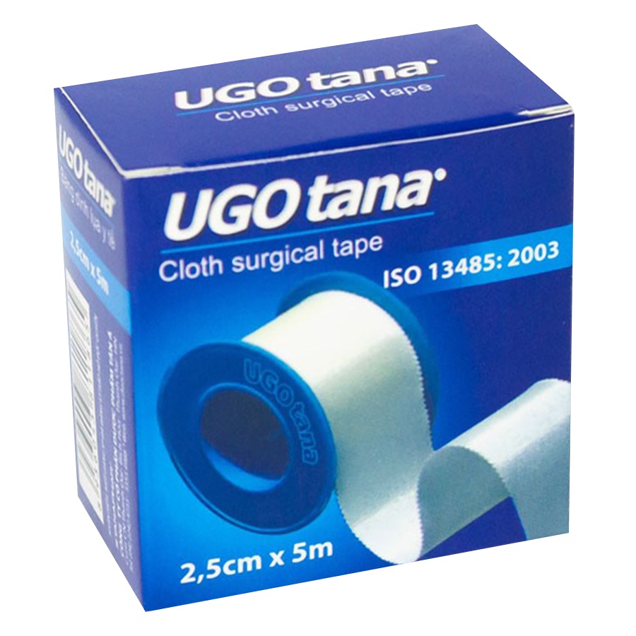 Băng dính cuộn vải lụa y tế cao cấp UGOTANA 2,5 cm x 5m - băng vết thương hở, độ dính cao - Hàng chính hãng Tanaphar