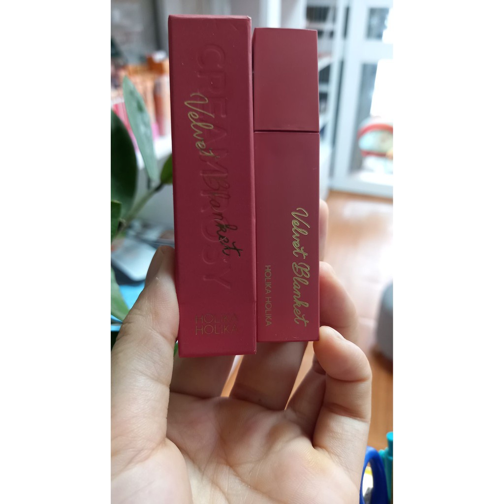 Son kem lì Holika Holika Velvet Blanket Tint mịn mượt như nhung màu hồng gạch #01 Cream Rosy