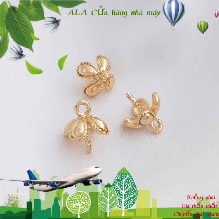 💖Đồ trang sức DIY💖Giá Đỡ Mạ Vàng 14k Hình Cỏ Bốn Lá Dùng Làm Mặt Dây Chuyền Diy
