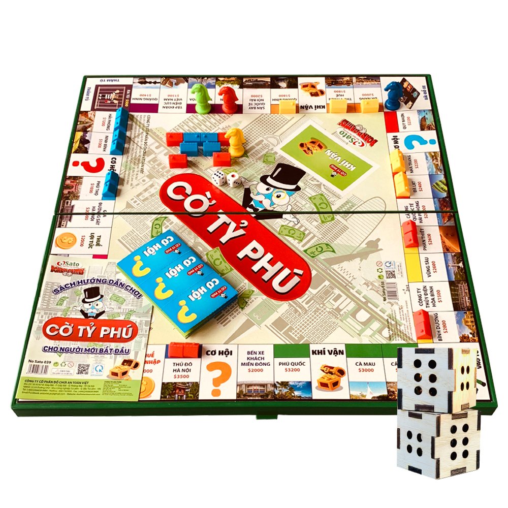 Board Game Cờ Tỷ Phú Sato M2 Học Làm Giàu Kèm Hộp Đựng Tiện Lợi Hàng VN