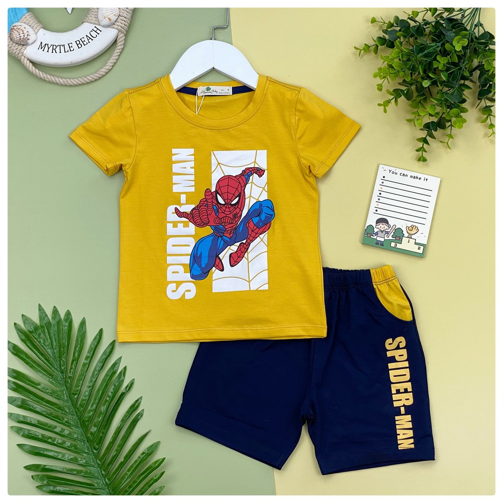 Bộ cotton Spiderman ngắn tay cho bé trai từ 2 - 8 tuổi ️⚾️⚾