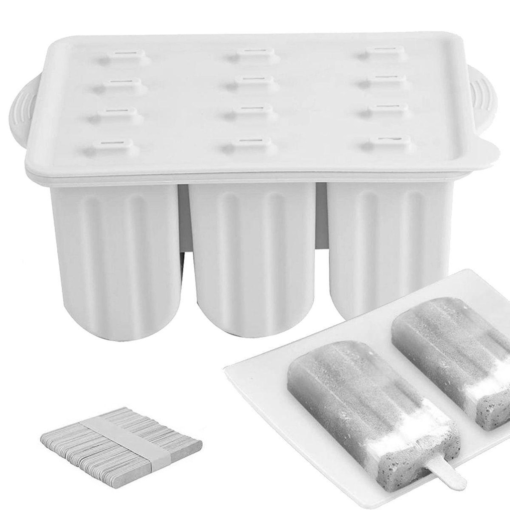ELLSWORTH Khuôn Làm Kem Que 12 Ngăn Bằng Silicone Dễ Tháo Rời Tiện Dụng