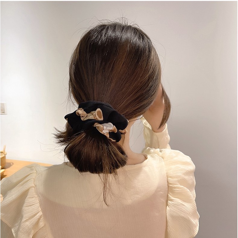 Scrunchies cột tóc vải gấu nâu hàn quốc xinh xắn S17