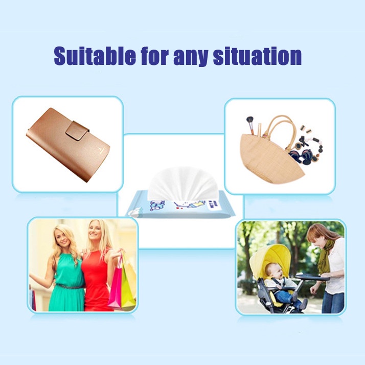 Túi 10 khăn giấy ướt mini tiện dụng cho trẻ em Sabuy