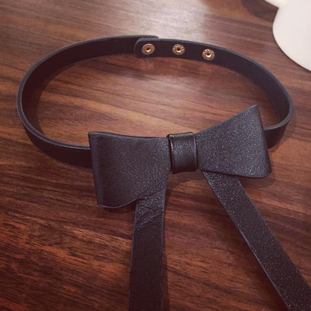 Vòng cổ da thắt nơ phong cách Punk