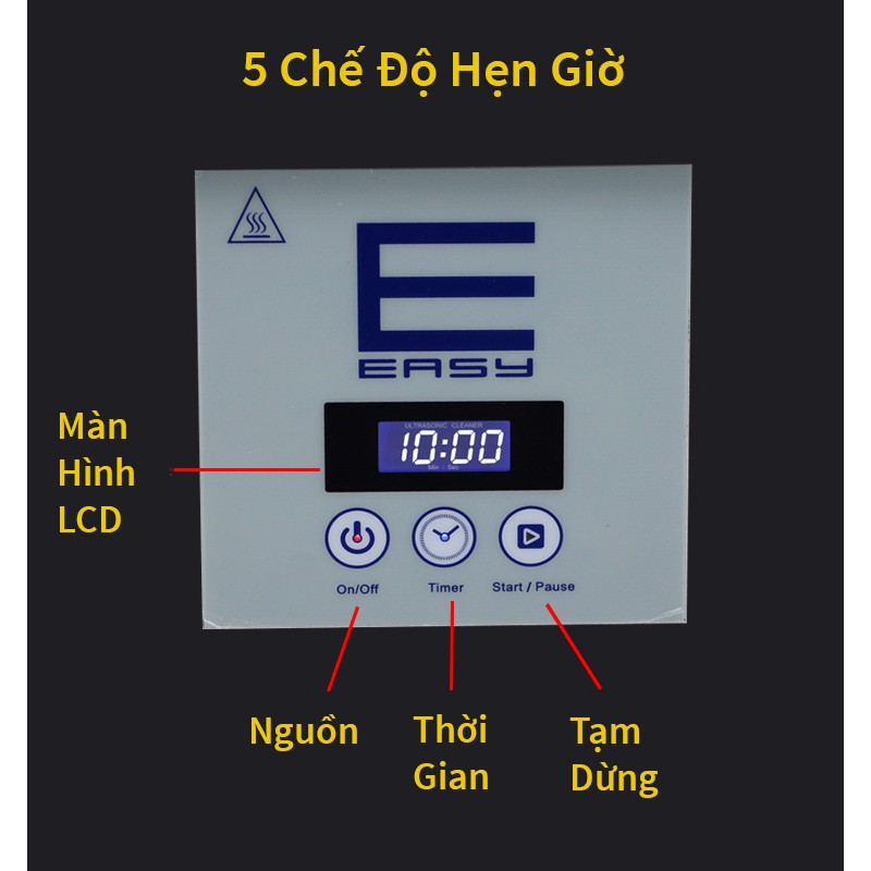 Máy Rung Rửa Sóng Siêu Âm Derui SC07 Màn Hình LCD, Máy Rung Khử Khí Làm Sạch Sâu, Máy Rửa Trang Sức Đa Năng Derui