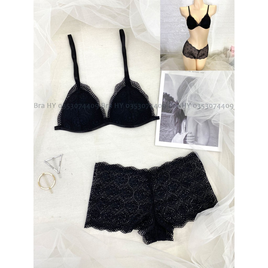 Bộ đồ lót đùi màu đen có mút mỏng, vải ren cao cấp không gây bí bách BRAHY 013