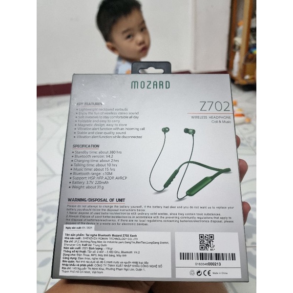 ] Tai nghe Bluetooth Mozard Z702 Xanh Fulbox tgdđ