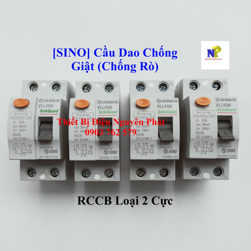 [SINO] Cầu Dao Chống Giật (Chống Rò) RCCB Loại 2 Cực