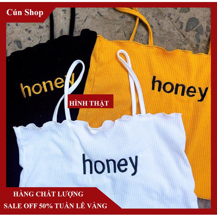 Áo 2 dây thêu chữ honey 3 màu chất vải mềm mịn LIKANO CRT74 | BigBuy360 - bigbuy360.vn