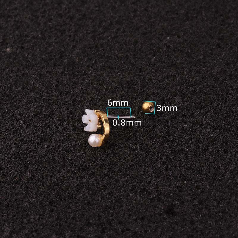 Khuyên Tai Bằng Thép Không Gỉ Đính Đá Zircon 20g