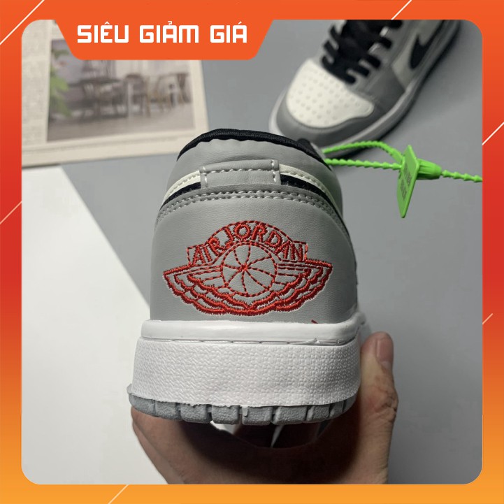 [BÁN CHẠY NHẤT SHOPEE] Giày Jordan, Giày Sneaker JD Xám Cổ Thấp Gót Chỉ Đỏ, Đế Khâu Cao Cấp Nhất Full Size Nam Nữ