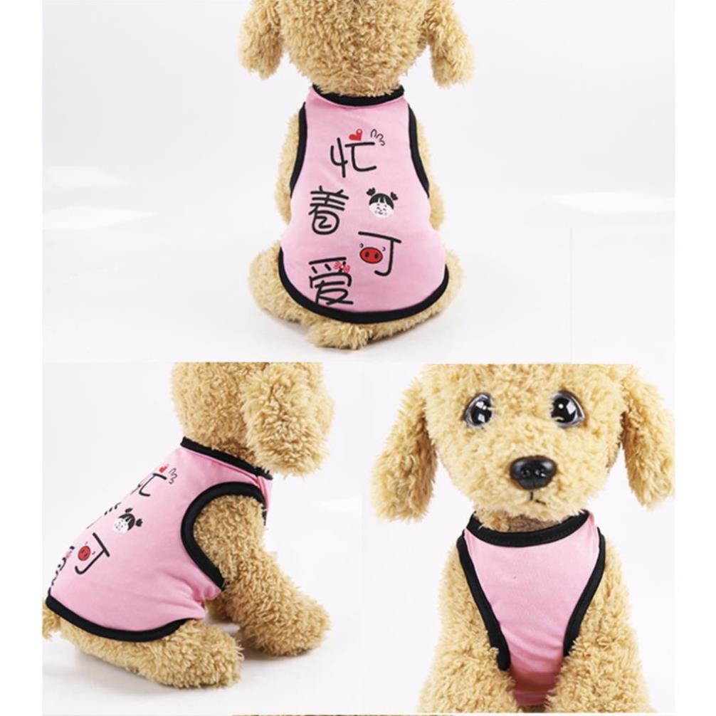 Quần áo cho chó mèo in hình cute loại ba lỗ (hè thu) đủ size