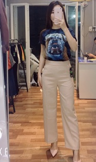 Quần culottes lưng cạp cao