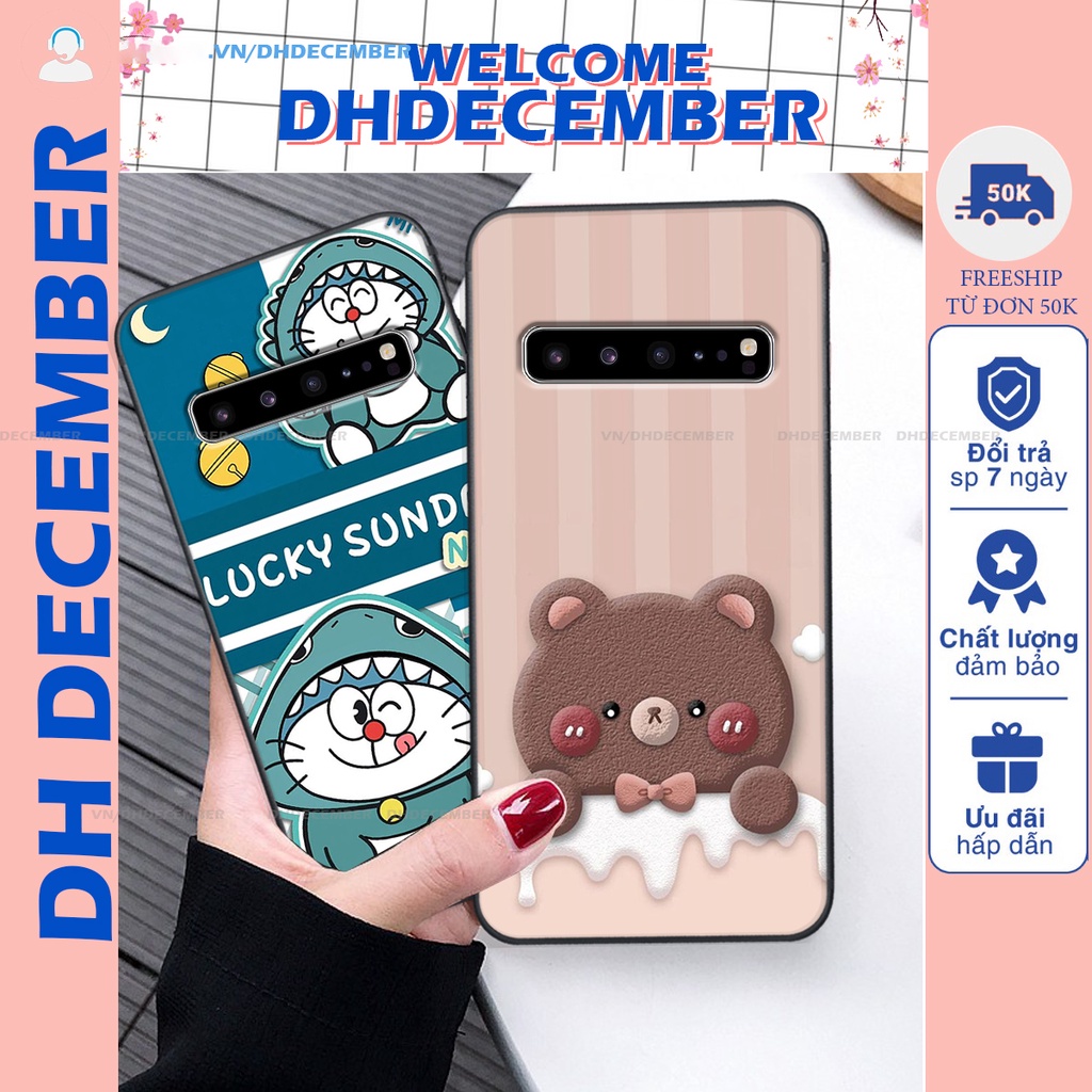 Ốp lưng Samsung Galaxy S10 5G in hình gấu K@ws, gấu nâu, dor@emon RẺ- ĐẸP- BỀN