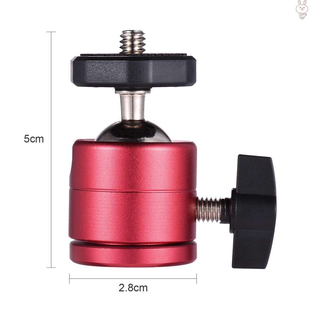 RD Mini Ball Head 360 Degree Rotatable Aluminum Alloy Ball Head Mount with 1/4 Inch Screw for Camera Camcorder Tripod