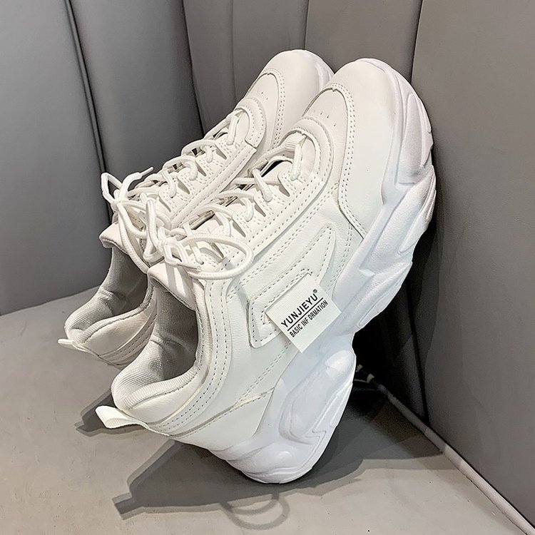 Giày thể thao nữ Yunji - giày sneaker nữ 2 màu trắng kem da mềm đế độn cao 5 cm giày nữ ulzzang hàn quốc giá rẻ 2021