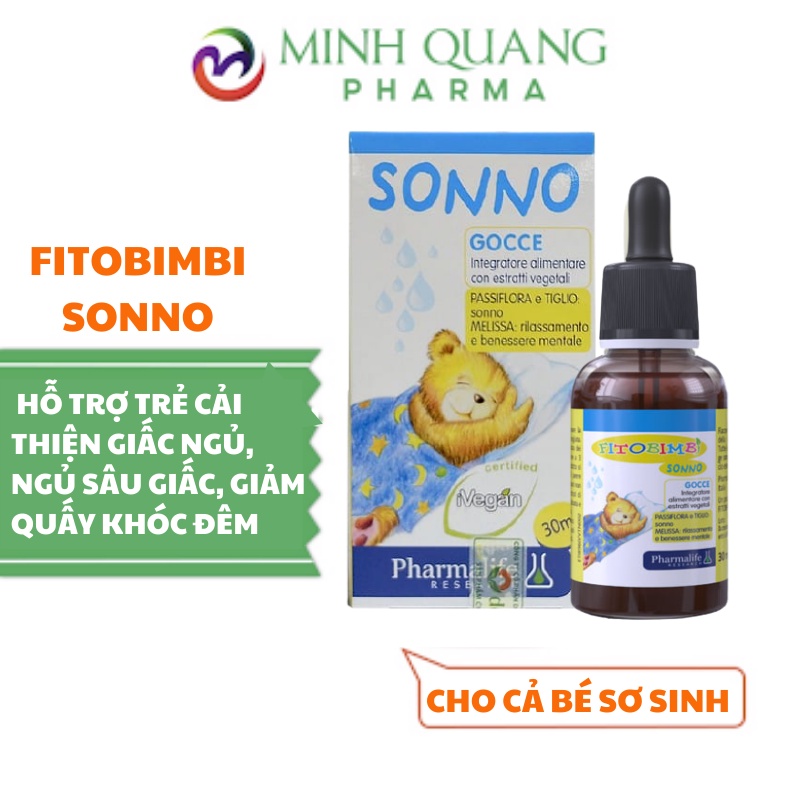 Siro uống SONNO BIMBI giúp bé ngủ ngon, dành cho trẻ khó ngủ, ngủ không sâu giấc chai 30ml