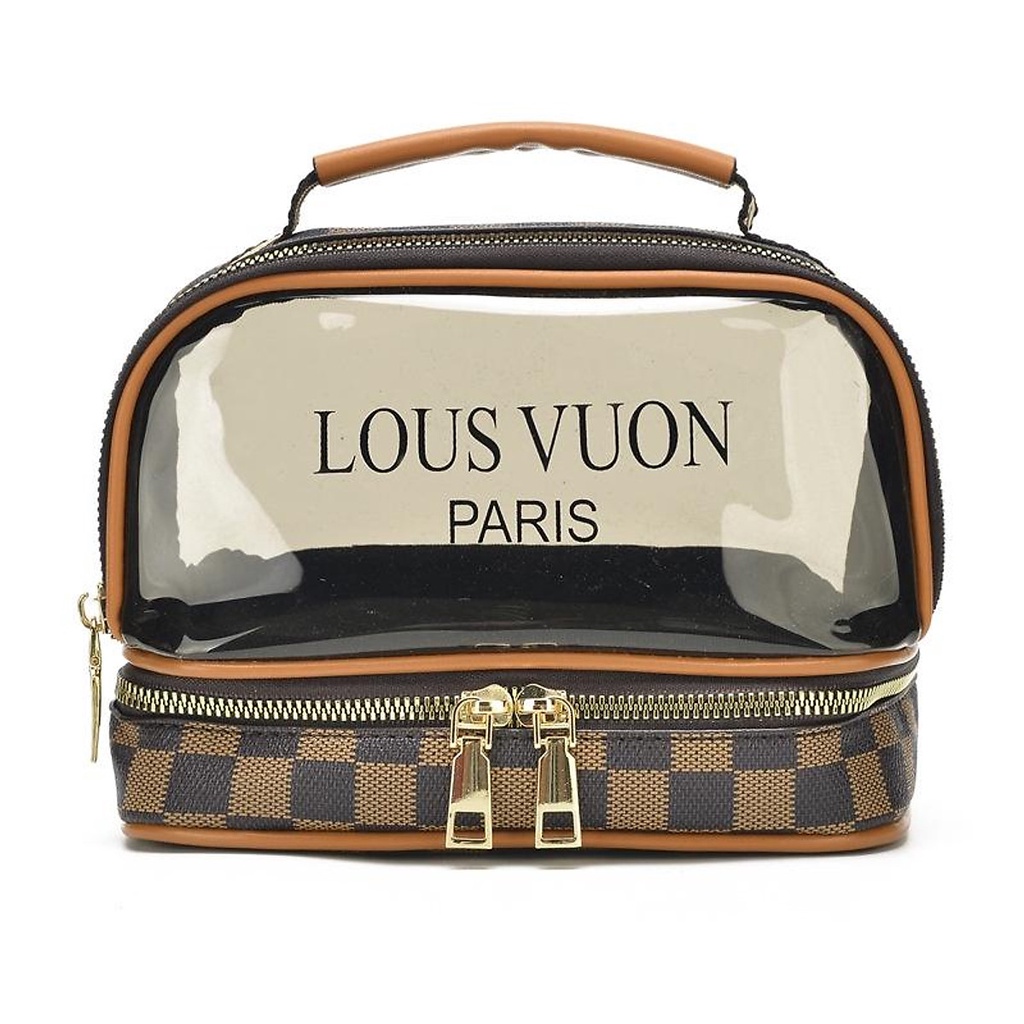 Túi cốp đựng mỹ phẩm 2 tầng đồ trang điểm đồ dùng cá nhân nhỏ gọn tiện lợi