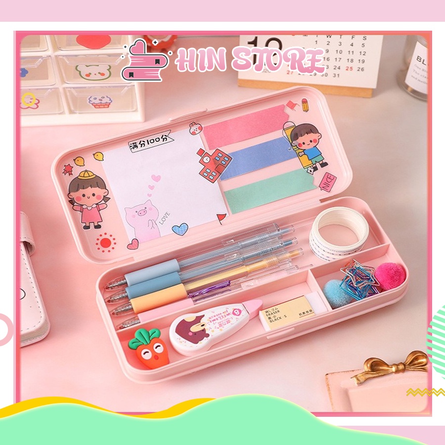 Hộp Đựng Bút Cỡ Lớn Basic Muji Màu Macaron Cao Cấp Cute Tiện Dụng, Văn Phòng Phẩm, Đồ Dùng Học Tập Dễ Thương HIN HB08