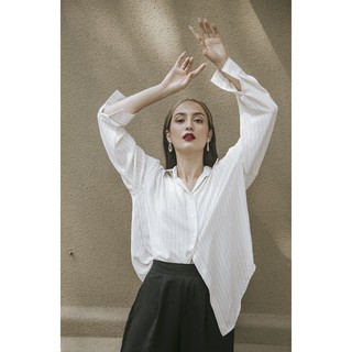 [thelegswork] Evette Shirt | Áo sơ mi oversized sọc đen.