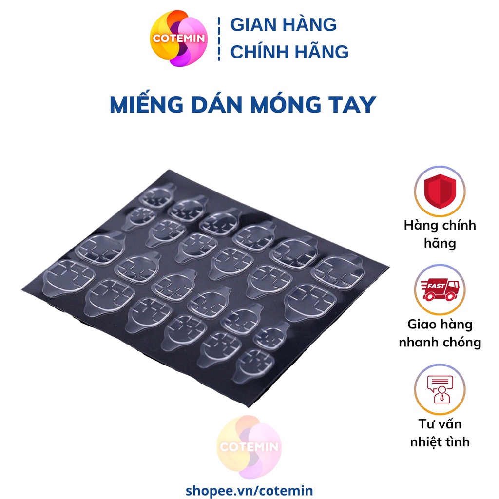 Miếng keo dán móng giả bằng silicon trong suốt, loại 12 24 miếng dán COTEMIN