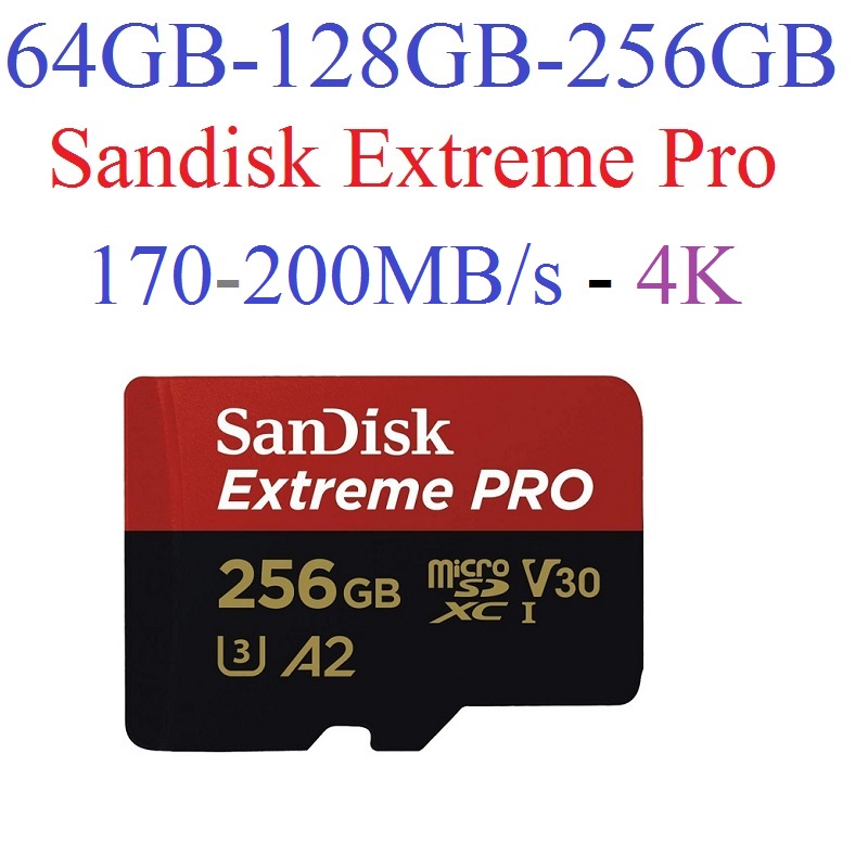 Thẻ Nhớ MicroSD 64GB/ 128GB/ 256GB/ 512GB SanDisk Extreme Pro V30 A2 200MB/s